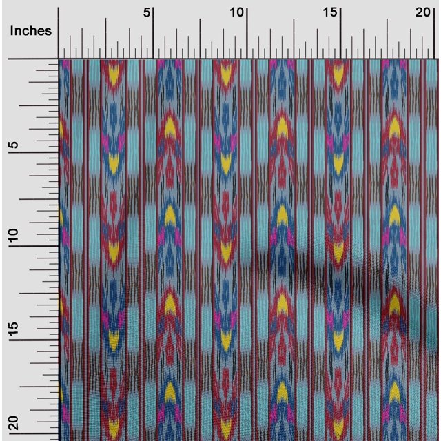oneOone Coton Biologique Popeline Sergé Rayé Imprimé Ikat Tissu BTY 42 Pouces de Large