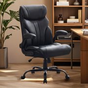 AKDSteel 500lb Big And Tall Office Chair With Footrest, Ergonomic Leather Executive Desk Chair, Adjustable Recline For Comfort
