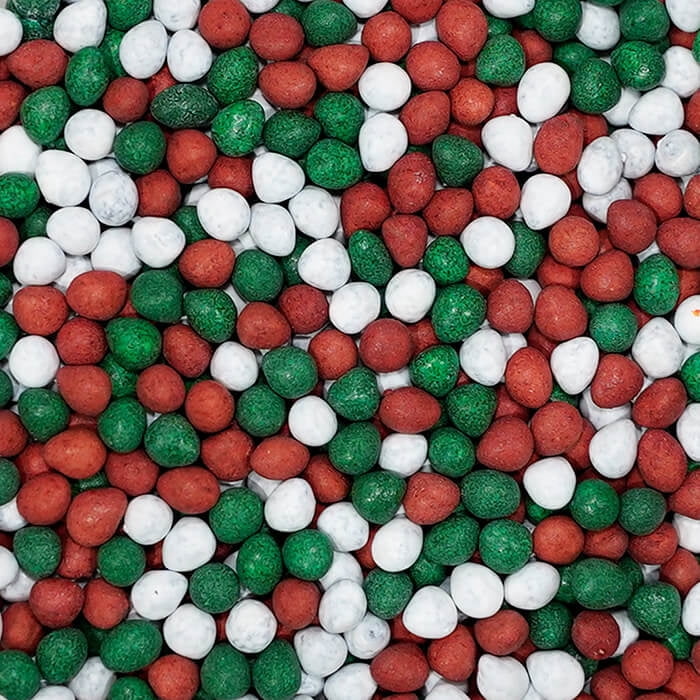 CHOCOLATE CHIPS CANDY COATED RED/WHITE/GREEN 450G