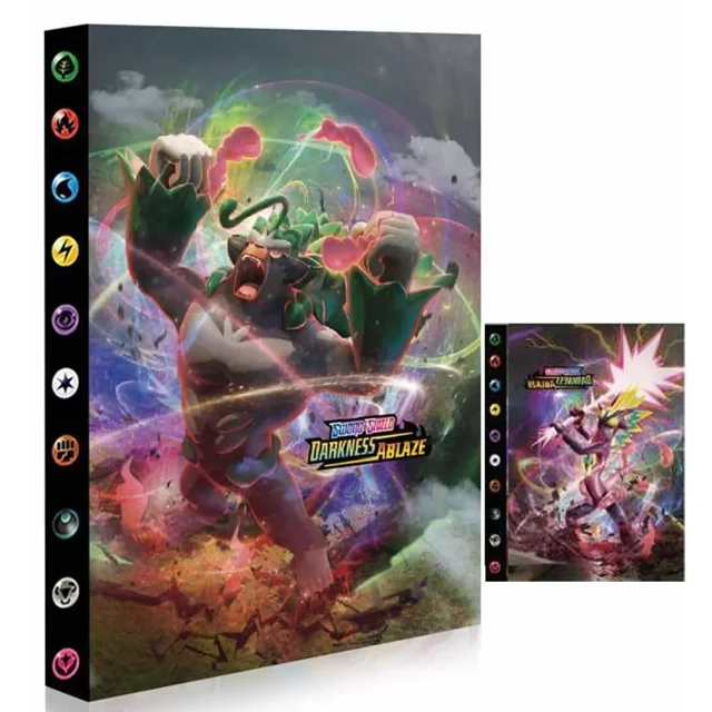 Classeur de Cartes à Collectionner, Classeur de Cartes à Collectionner, Cadeau pour Enfants, Album de Cartes à Collectionner, 4 Pochettes avec Capacité de 30 Pages 240 Cartes à Collectionner-(PHL5)