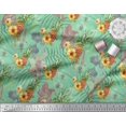 thumbnail image 3 of Soimoi Green Silk Fabric Lily & Pine Fruits Printed Fabric 1 Yard 42 Inch Wide, 3 of 3