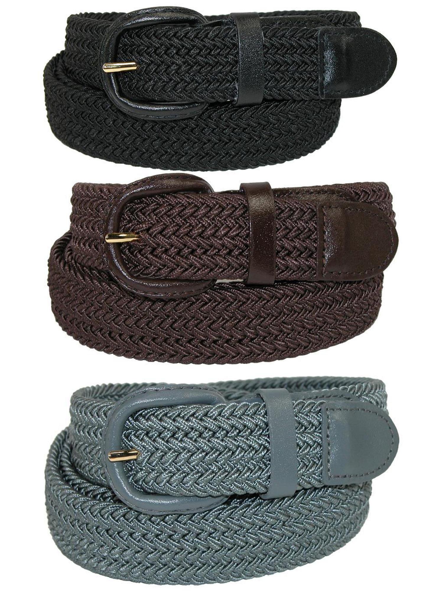 CTM®  Elastic Braided Stretch Belt (Pack of 3 Colors) (Men's)
