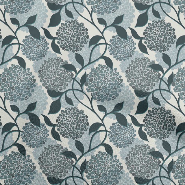oneOone Rayon Turquoise Blue Fabric Floral Retro Craft Projects Decor Fabric Printed By The Yard 56 Inch Wide