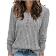 thumbnail image 1 of Besolor 2024 Chandails de Mode pour Femmes à Manches Longues Col Ras du Cou Décontractés Amples en Tricot Côtelé Chandails à Enfiler Hauts Gris, 1 of 7