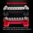 thumbnail image 3 of 6 Terminals Bus Bar, Ampper 4" Power / Ground Distribution Block Brass Battery BusBar Junction for Car Vehicle Rv Truck Marine Boat Audio Amplifier and More (Red & Black), 3 of 4
