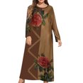 thumbnail image 1 of LSLJS Plus Size Women Décontracté Ample Imprimé Long-sleeve Col Rond Dress, 1 of 5