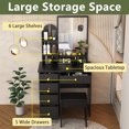 thumbnail image 2 of Oxylife Vanity Set with 5 Drawers and Chair, Makeup Dressing Table with Sliding Mirror,Black, 2 of 7