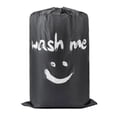 thumbnail image 1 of Lightweight 80-120L 210D Oxford Fabric Laundry Bag with Smiley Pattern – Durable Drawstring Closure for Home, Travel, Camping & Sorting, Foldable Storage Organizer for Clothes, Bedding & More (Gray), 1 of 6