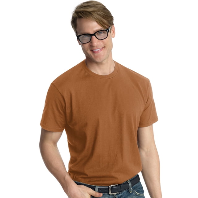 Hanes Nano-T Men`s T-shirt, Medium, Texas Orange