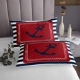 thumbnail image 3 of Erosebridal Anchor Print Coverlet Set Twin, Nautical Theme Bedding Set, Navy Red Bedroom Decor 2pcs, 3 of 5