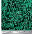 thumbnail image 1 of Soimoi Green Rayon Fabric Just Love Forever Text Print Fabric by Yard 42 Inch Wide, 1 of 3