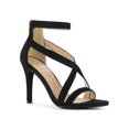 thumbnail image 1 of BLISSFUL STEP Women Zipper Ankle Strap Stiletto Heel Sandals Black 5, 1 of 8