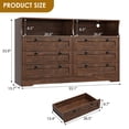 thumbnail image 2 of BeesClover 55 Inch Large Wooden Dresser with 6 Drawers & LED Lights - Multi-Functional TV Stand for Bedroom, Power Outlet, Wide Storage Cabinet, 2 of 9
