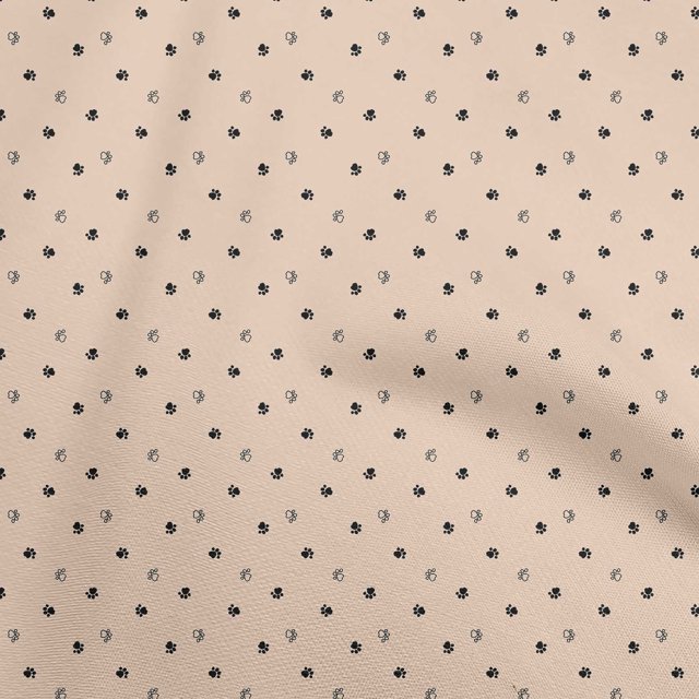 oneOone Rayon Peach Fabric Retro Paw Sewing Craft Projects Fabric Prints By Yard 56 Inch Wide