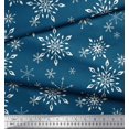 thumbnail image 2 of Soimoi Blue polyester Crepe Fabric Snow Flakes Floral Printed Craft Fabric by the Yard 52 Inch Wide, 2 of 5