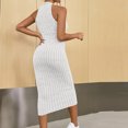 thumbnail image 4 of Oksale Robes Moulantes pour Femmes Sans Manches Côtelées Robe Maxi Ajustée Douce Extensible Confortable Col Ras du Cou Dos Nu Robes d'Été pour Fête de Vacances Blanc TG, 4 of 6