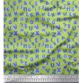 thumbnail image 1 of Soimoi Green Rayon Fabric Alphabet Text Printed Craft Fabric by the Yard 58 Inch Wide, 1 of 3