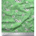 thumbnail image 1 of Soimoi Green polyester Crepe Fabric Anemone & Leaves Print Fabric by Yard 52 Inch Wide, 1 of 3