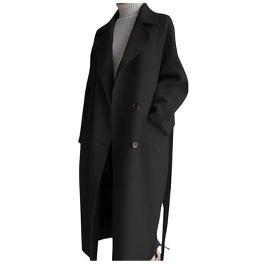 Baberdicy Womens Winter Coats Women, Womens Oversize Lapel Cashmere Wool Blend Belt Trench Coat Outwear Jacket Womens Winter Coats Black M