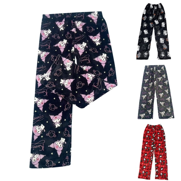 KANY Halloween Sanrio Hello Kitty Pajamas Pants for Womens Pj Hello Kitty Sanrio, Anime Hello Kitty Pajamas for Women Men Cartoon Halloween Pj Unisex Couple All Over Print Bottoms Sleep Pajama Pants