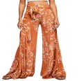 thumbnail image 1 of Pantalons de Plage Boho pour Femmes Taille Haute Décontractée Ample Jambe Grand Droite Imprimée, 1 of 5