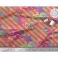 thumbnail image 2 of Soimoi Crepe Silk Fabric Star & Diagonal Stripe Print Fabric by Yard 42 Inch Wide, 2 of 3