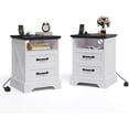 thumbnail image 2 of Royalbelle Nightstand with Charging Station, 2 Drawers USB Ports & Power Outlets Modern Bedside Table, 2PC, White, 2 of 8