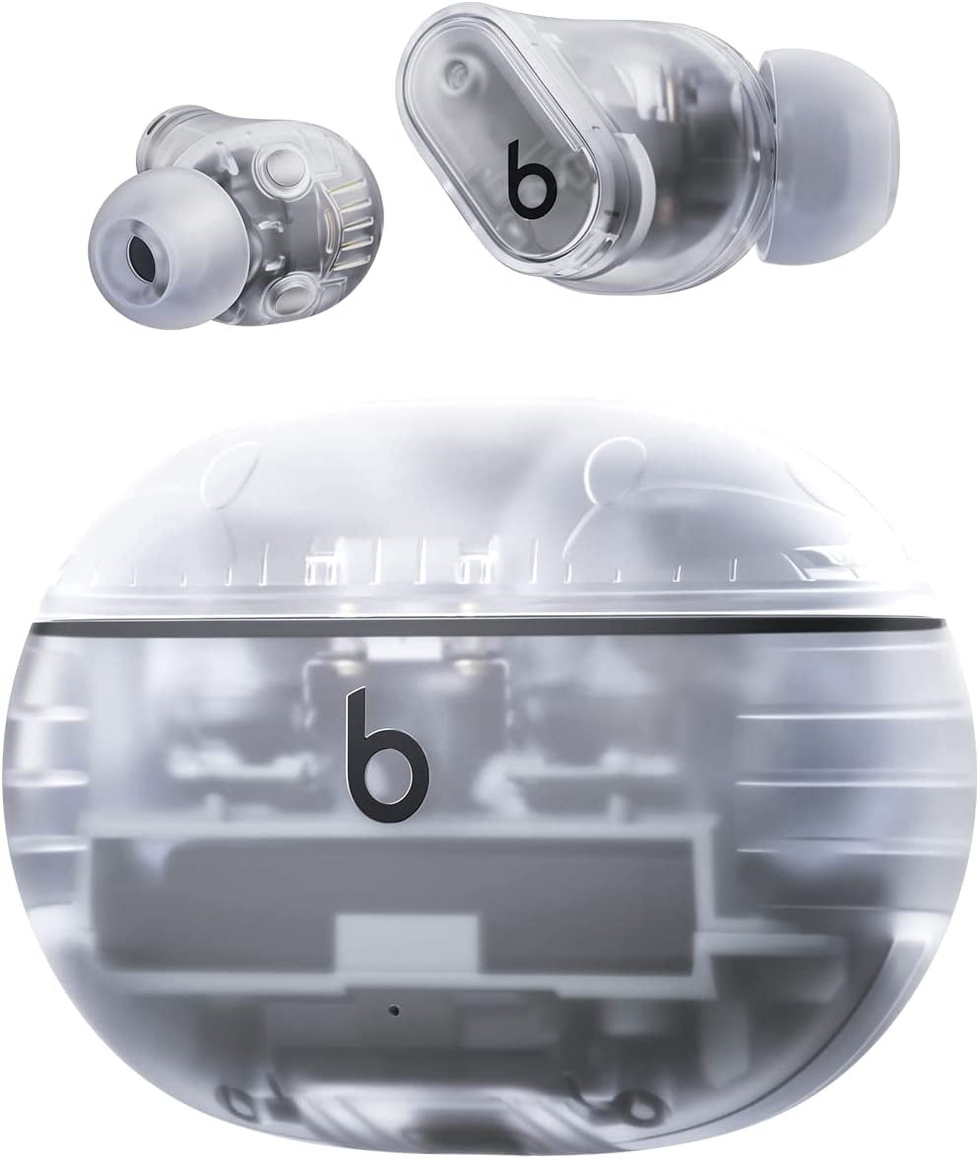 Restored Beats Studio Buds + True Wireless Noise Cancelling Earbuds - Enhanced Apple & Android Compatibility, Built-in Microphone, Sweat Resistant Bluetooth Headphones, Spatial Audio - Transparent