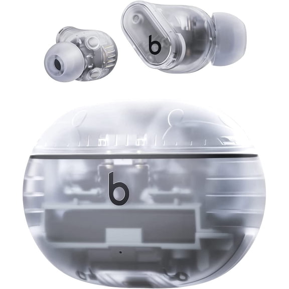 Restored Beats Studio Buds + True Wireless Noise Cancelling Earbuds - Enhanced Apple & Android Compatibility, Built-in Microphone, Sweat Resistant Bluetooth Headphones, Spatial Audio - Transparent