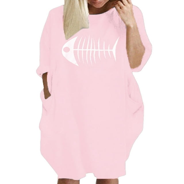 Robes d'Été pour Femmes Poches Tops Imprimés Casual Plus Size Sundresses
