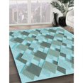 thumbnail image 3 of Ahgly Company Tapis de Zone Carrés d'Intérieur Lavables à la Machine, Transitionnels, Bleu Tron, 4 Pieds Carré, 3 of 7