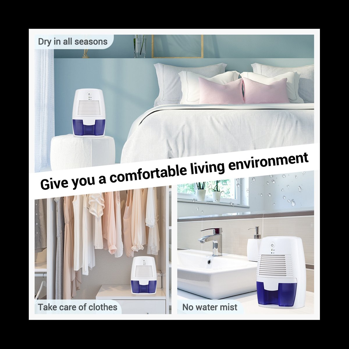 500MLPortable Dehumidifier Mute Moisture Absorbers Air Dryer Room Office Kitchen Deodorizer Air Dryer USB Plug,1 x Dehumidifier 1 x USB Cable,White