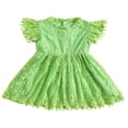 thumbnail image 1 of Robe Trapèze pour Tout-Petites Filles, Manches Courtes, Col Rond, Dentelle Florale à Franges, Robes de Fête, 1 of 8