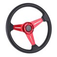 thumbnail image 1 of Universal Racing Steering Wheel, 14Inch 6 Bolt Anti Slip PU and Aluminum Gaming Steering Wheel with Horn Button for Racing / Car Sim Driving / JDM Sports Racing Steering Wheel, 1 of 7