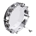 thumbnail image 1 of 8-inch Tambourine Handbell Hand Drum with Double Row Jingles Musical Percussion Instrument, 1 of 8