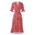 thumbnail image 4 of Jusqu'à 65 % de Rabais! Robes d'Été Mode pour Femmes 2024 Grande Taille Robe Décontractée à Imprimé Col en V Manches Courtes Robe Ample, 4 of 5