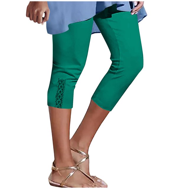 Birdeem Pantalons Raccourcis pour Femmes avec Dentelle Couleur Unie Sports Décontractés Pantalons Raccourcis