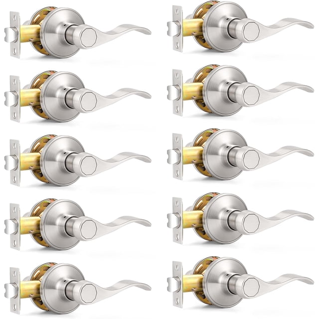 Levier de Serrure de Porte de Passage pour Corridor et Garde-Robe, Serrures Intérieures Sans Clé en Nickel Satiné