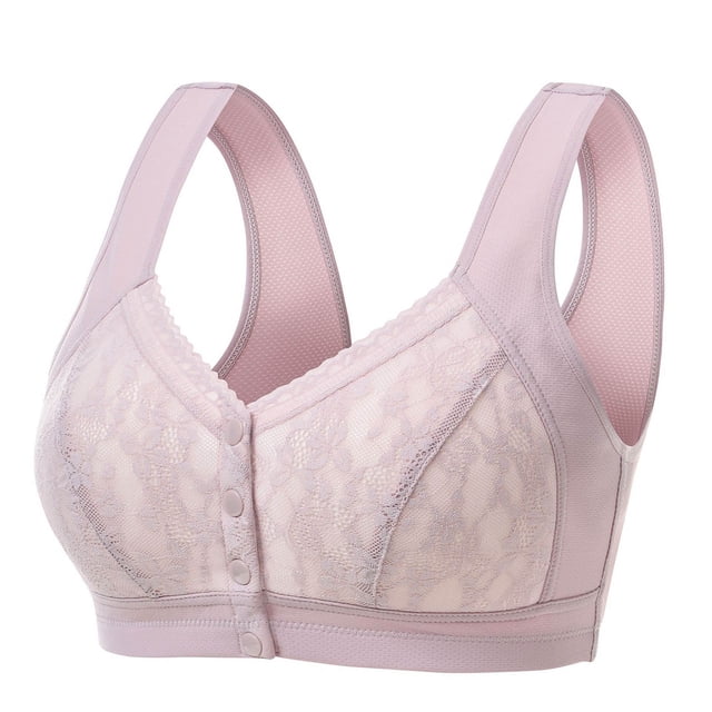 Besolor Plus Size Bras for Women Button Front Closure Wirefree Bralettes High Support Full Coverage Underwear