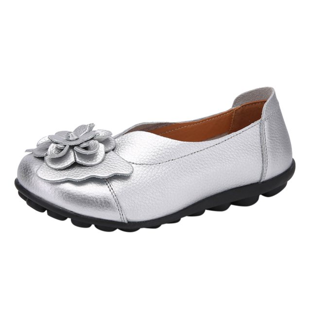 B91xZ Mocassins pour Femmes Chaussures Décontractées Penny Mocassins Rétro Confortables Mode Bateau Classiques, Argent 8