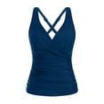 thumbnail image 4 of NIEWTR V-Neck Tankini Tops For Women Backless Adjusting Strap Bathing Suits Tummy Control Push Up Swimsuit Top(Navy,L), 4 of 9