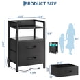 thumbnail image 2 of End Table with 2 Drawers & Open Shelf, Metal Frame Nightstand, Black/Brown/White, 2 of 6