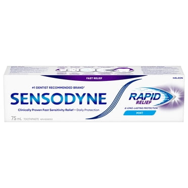 Sensodyne Rapid Relief Daily Sensitivity Toothpaste, Plaque and Tartar Remover for Teeth, Fresh Breath, Prevents Cavities, 75 mL