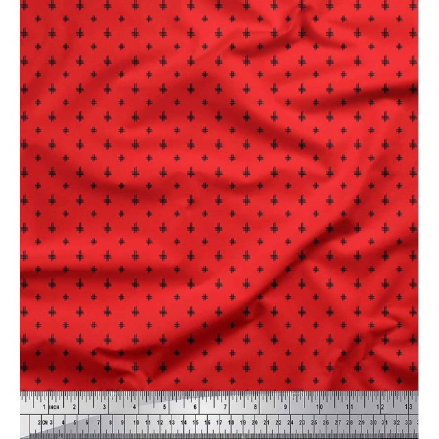 Soimoi Cotton Cambric Fabric Hash Sign Geometric Print Fabric by The Yard 56 Inch Wide