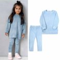 thumbnail image 1 of Ensemble de Mode pour Filles d'Hiver, Col Rond, Manches Longues, Décontracté, Pantalon en Soie Dorée, Grande Taille, Tenue 2 Pcs en Liquidation, 1 of 9