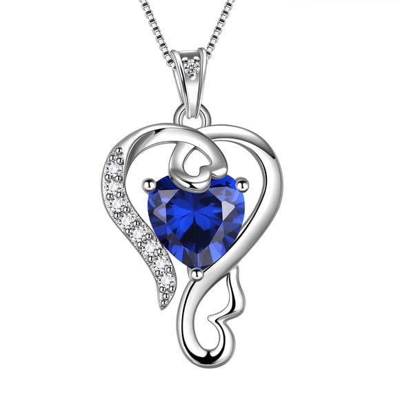 Beautlace 925 Sterling Silver Love Heart Necklace Sepetember Birthstone Pendant,Jewelry Gifts for Women Girls