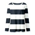 thumbnail image 5 of WEIYLL Tshirt for Women Long Sleeve Striped Crew Neck Color Block Black Tees Sizes M, 5 of 5
