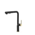 thumbnail image 2 of Stylish 13" Ht Single Handle Matte Black & Gold Pull Down Kitchen Faucet K-146NG, 2 of 14