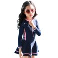 thumbnail image 3 of fastboy Polyester Slimming Line Hem Bathing Suit For Summer Beach Days Fabric Is Soft And Comfortable Navy long sleeved 2XL, 3 of 6