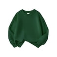 thumbnail image 1 of PMVFHDE Chandail à Manches Longues pour Filles, Col Rond Décontracté, Côtelé, Coupe Ample, Vert Foncé, 12-13 Ans, 1 of 3